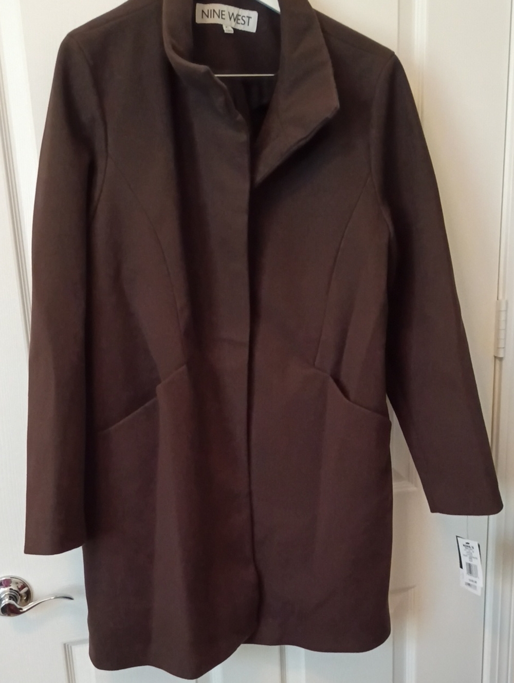 NWT Nine West Brown Women's Tailored Long Trench Coat XL